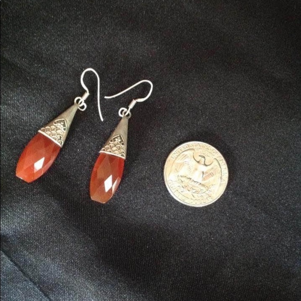 Hold for Erica Carnelian sterling silver dangle earrings .925